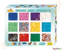 Χάντρες 5mm 9600 τεμαχίων σε πλαστικό 12θέσιο κουτί  Πλαστικά Παιχνίδια Κατασκευών με Χάντρες Midi HAMA