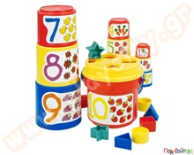 Κούπες στοίβαξης και παζλ σχημάτων  Βρεφικά Παιχνίδια