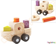 Βαρκούλα με Γεωμετρικά Σχήματα Plan Toys  Εκπαιδευτικά Παιχνίδια με Σχήματα - Μεγέθη - Χρώματα
