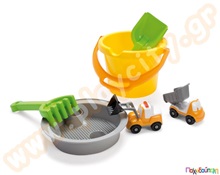 Σετ Κουβαδάκι με 3 εργαλεία και 2 fun cars  Παιχνίδια Άμμου - Παραλίας