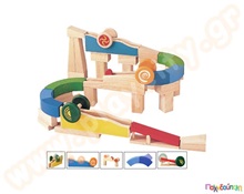 Οικοδομικό Υλικό με Ρόδες Plan Toys  Ξύλινα Παιχνίδια Κατασκευών με Τουβλάκια