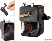 Μαύρη ξύστρα επιτραπέζια με μανιβέλα  Ξυλομπογιές