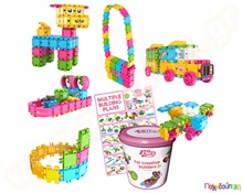 Κατασκευαστικό Σετ Glitter Clics (κουβάς με 175 τεμάχια)  Πλαστικά Παιχνίδια Κατασκευών Clics - Flexy