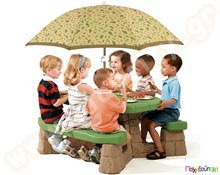 Τραπέζι Eξοχής με Oμπρέλα σε γήινα χρώματα Step2  Σετ Παιδικά Τραπεζάκια - Καρεκλάκια