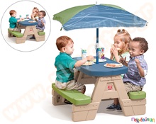Τραπέζι Εξοχής με Ομπρέλα Sit n Play Step2  Σετ Παιδικά Τραπεζάκια - Καρεκλάκια