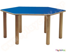 Ξύλινο Παιδικό Τραπέζι εξάγωνο μπλε χρώμα  Ξύλινα Παιδικά Τραπεζάκια