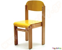 Καρεκλάκι ανατομικό και στοιβαζόμενο κίτρινο χρώμα  Ξύλινα Παιδικά Καρεκλάκια