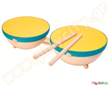 Διπλό τύμπανο Plan Toys  Ταμπουρίνα - Ντέφια - Πιατίνια