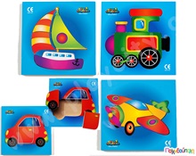 Σετ 4 Βρεφικά παζλ με πλαίσιο - Μεταφορικά μέσα  Ξύλινα Εκπαιδευτικά Παζλς