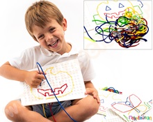 Κατασκευές με Κορδόνια (Σετ 4 βάσεις / 4 Ραβδάκια)  Πλαστικά Παιχνίδια Κατασκευών με Αλυσίδες - Καρούλια - Κορδόνια - Κουμπιά