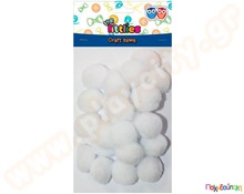 Pom-pom λευκό 60 τμχ. 15mm  Διακοσμητικά Pom Poms