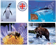 Σετ 4 ξύλινα παζλ ζώα υπό εξαφάνιση  Ξύλινα Εκπαιδευτικά Παζλς