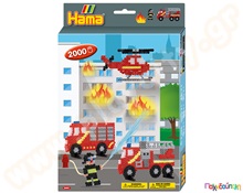 Σετ κατασκευής πυροσβεστική με 2000 χάντρες 5mm  Πλαστικά Παιχνίδια Κατασκευών με Χάντρες Midi HAMA