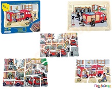 Ξύλινο Παζλ 5 Επιπέδων, πυροσβεστική  Ξύλινα Εκπαιδευτικά Παζλς Επιπέδων