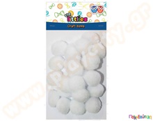 Pom-poms λευκά 25mm 25 τμχ.  Διακοσμητικά Pom Poms