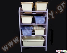 Ξύλινο σύστημα αποθήκευσης με 7 πλαστικά συρτάρια  Συστήματα Αποθήκευσης - Παιχνιδόκουτα