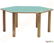 Τραπέζι εξάγωνο θαλασσί χρώμα  Ξύλινα Παιδικά Τραπεζάκια