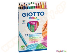 Ξυλομπογιές MEGA TRI τριγωνικές GIOTTO STILNOVO Σετ 12 τεμάχια  Ξυλομπογιές