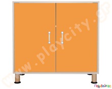 Ντουλάπα με πόρτες και δύο ράφια πορτοκαλί χρώμα  Βιβλιοθήκες - Ντουλάπες