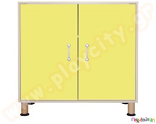 Ντουλάπα με πόρτες και δύο ράφια ανοιχτό κίτρινο χρώμα  Βιβλιοθήκες - Ντουλάπες