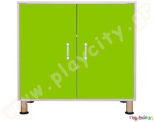 Ντουλάπα με πόρτες και δύο ράφια ανοιχτό πράσινο χρώμα  Βιβλιοθήκες - Ντουλάπες