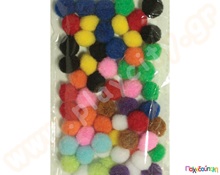 Pom-poms διάφορα χρώματα 15 mm 60 τμχ  Διακοσμητικά Pom Poms