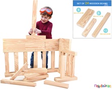 Αφρώδη δοκάρια κατασκευών, όψη ξύλου 24 τμχ.  Επιδαπέδια Παιχνίδια