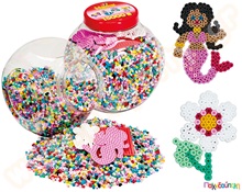 Χάντρες 5 mm 15000 τμχ. σε κουβαδάκι με 3 κάδρα δημιουργίας (τετράγωνο, λουλούδι, γοργόνα)  Πλαστικά Παιχνίδια Κατασκευών με Χάντρες Midi HAMA