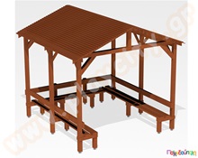 Ξύλινη δίρριχτη πέργκολα  Εξοπλισμός Πόλης - Παγκάκια - Κάδοι