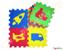 Ελαστικές πλάκες EVA με μεταφορικά μέσα  Δάπεδα Ασφαλείας Παιδικού Δωματίου