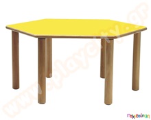 Τραπέζι εξάγωνο ανοιχτο κίτρινο χρώμα  Ξύλινα Παιδικά Τραπεζάκια