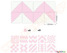 Ελαστικές τριγωνικές πλάκες EVA ροζ-άσπρο  Δάπεδα Ασφαλείας Παιδικού Δωματίου