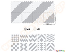 Ελαστικές τριγωνικές πλάκες EVA γκρι-άσπρο  Δάπεδα Ασφαλείας Παιδικού Δωματίου