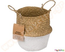 Ψάθινο καλάθι δίχρωμο 17χ20 εκ.  Συστήματα Αποθήκευσης - Παιχνιδόκουτα