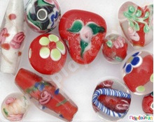 Γυάλινες χάντρες κόκκινες 11 τμχ.  Διακοσμητικές Χάντρες - Κουμπιά