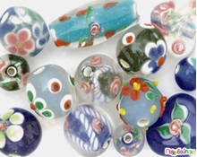 Γυάλινες χάντρες μπλε 13 τμχ.  Διακοσμητικές Χάντρες - Κουμπιά