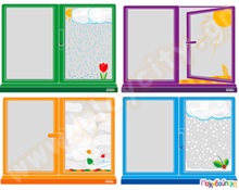 Καθρεφτιζόμενα παράθυρα εποχών σετ 4 τεμαχίων  Αύθραστοι Καθρέφτες - Αναστημόμετρα