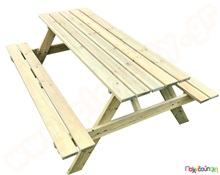 Ξύλινο τραπέζι - πάγκος πικ νικ 180 εκ.  Εξοπλισμός Πόλης - Παγκάκια - Κάδοι