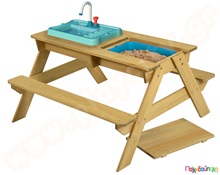 Ξύλινο παγκάκι με αμμοδόχο, νεροχύτη και βρύση TP  Παιχνίδια Άμμου και Νερού