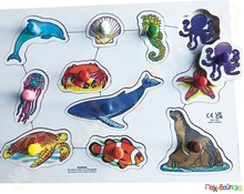 Ξύλινα ενσφηνώματα θάλασσα 11 τμχ  Ξύλινα Εκπαιδευτικά Παζλς