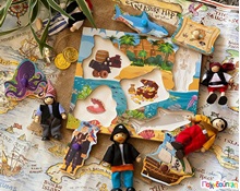 Ενσφηνώματα το νησί των θησαυρών 5 τμχ.  Ξύλινα Εκπαιδευτικά Παζλς