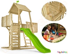 Ξύλινος πύργος με τσουλήθρα και αμμοδόχο  Συστήματα Παιδικής Χαράς