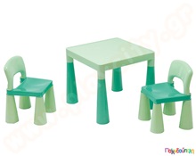 Σετ κλασσικό παιδικό πλαστικό τραπέζι με 2 καρέκλες Παλ Πράσινο  Σετ Παιδικά Τραπεζάκια - Καρεκλάκια