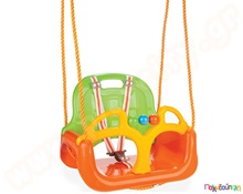 Κούνια με προστατευτικό και ζώνη ασφαλείας πορτοκαλί  Παιδικές Κούνιες