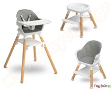 Καρεκλάκι φαγητού με ξύλινο σκελετό Γκρι  Βρεφικά Καρεκλάκια Φαγητού