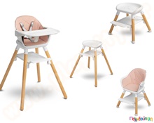 Καρεκλάκι φαγητού με ξύλινο σκελετό Ροζ  Βρεφικά Καρεκλάκια Φαγητού