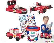 Κατασκευαστικό Σετ Πυροσβεστική Clics (κουβάς με 127 τεμάχια)  Πλαστικά Παιχνίδια Κατασκευών Clics - Flexy