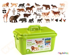 Mega set ζώα Φάρμας και ζώα Ζούγκλας 30 τμχ. σε κουτί  Ζωάκια Πλαστικά