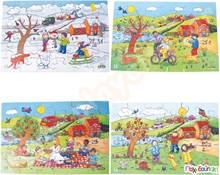 Σετ 4 Ξύλινα Παζλ Τέσσερις Eποχές  Ξύλινα Εκπαιδευτικά Παζλς