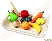 Ξύλινα Φρούτα - Λαχανικά σε δίσκο Plan Toys  Πλαστικά Παιδικά Τρόφιμα - Φρούτα - Λαχανικά